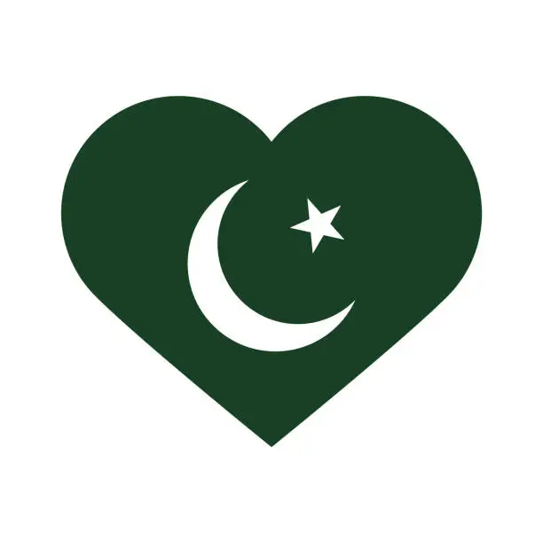 Vector illustration of Pakistan flag. Flag icon. Standard color. Heart flag. The heart icon. Computer illustration. Digital illustration. Vector illustration.