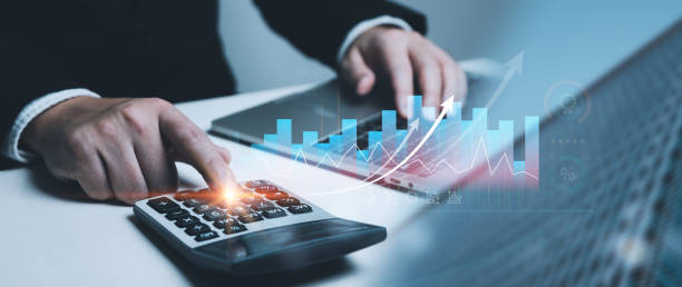 istock Business strategic growth and performance analysis concept, businessman using calculator, calculate to success and long-term investment with financial chart, planning and profit, innovative solutions. 1901602043