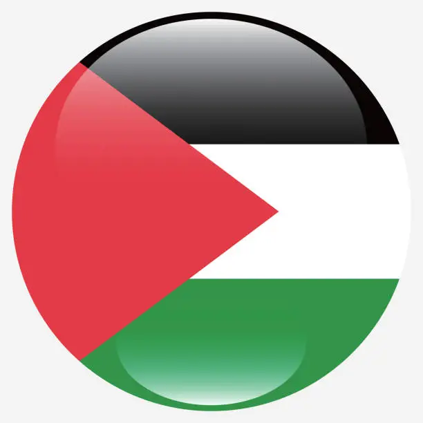 Vector illustration of Palestine flag. Button flag icon. Standard color. Circle icon flag. 3d illustration. Computer illustration. Digital illustration. Vector illustration.
