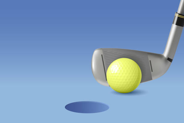3d-stick golf und ball im cartoon-stil. vektor - golf copy space professional sport sport stock-grafiken, -clipart, -cartoons und -symbole