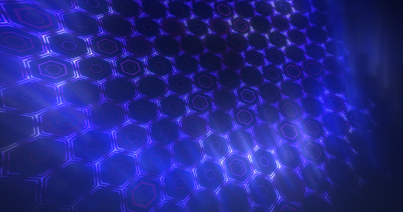 Abstract blue background pattern of hexagons glowing futuristic digital energy magical bright.