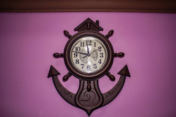 Beautiful, an alarm clock on dark pink wall time, 11 47 analog, clock, beautiful design