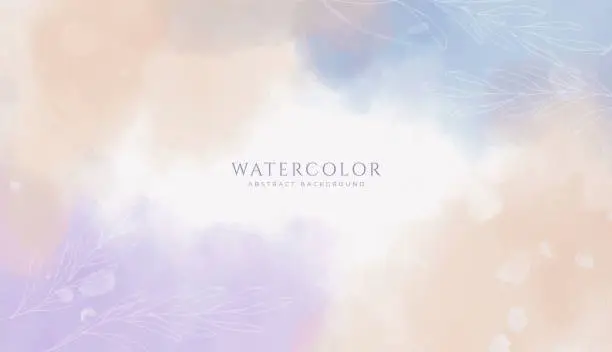 Vector illustration of Abstract horizontal watercolor background. Neutral light colored empty space background illustration