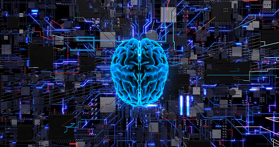 Transforming Technology: Artificial Intelligence and High-Performance Computer Chips. Digital Human Brain Symbolizing AI.