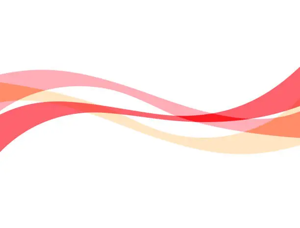 Vector illustration of three curved lines in red and beige