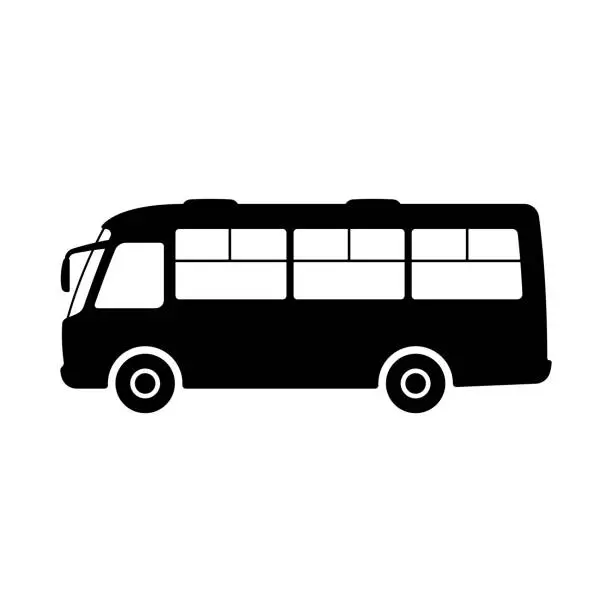 Vector illustration of Bus icon. Black silhouette. Side view. Vector simple flat graphic illustration. Isolated object on a white background. Isolate.