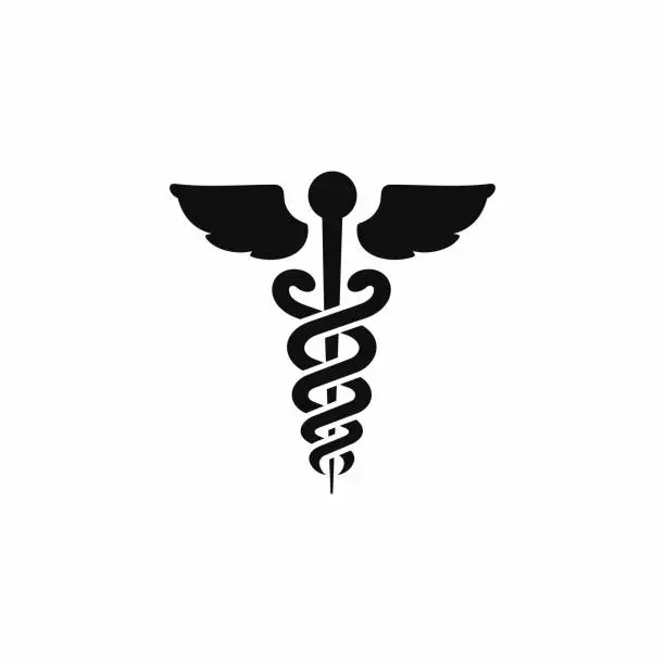 Vector illustration of Caduceus medical icon isolated on white background