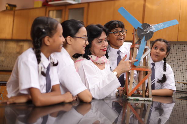 istock Secondary Or High School Students Studying Wind Turbines In Science Class With Teacher. 1901753288