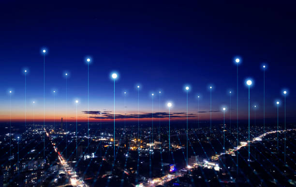 istock Smart city and digital transformation.Data connection technology. Telecommunication and communication network. 1901766640