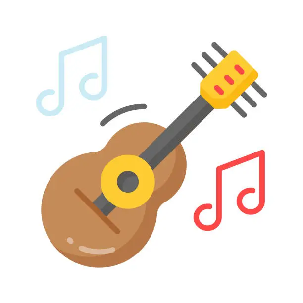 Vector illustration of A string musical instrument vector design, premium icon of guitar in modern style.