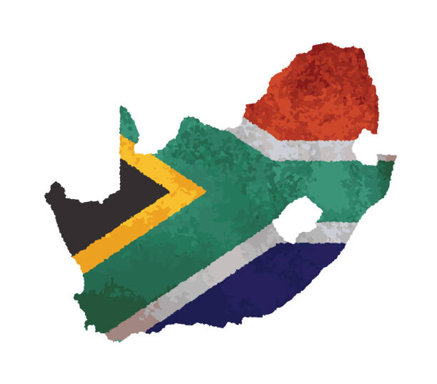 istock Stained map of South Africa, with posterized imperfections, isolated on white 1901797183