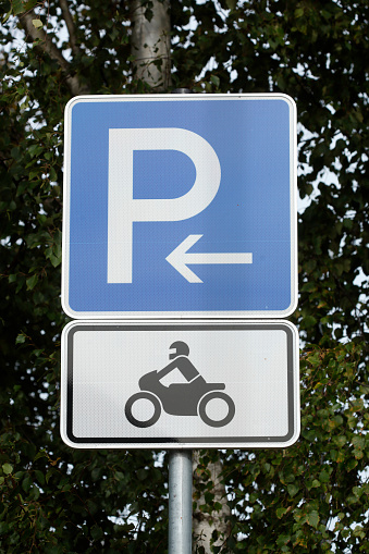 Traffic sign Parking lot for motorcycles, Germany