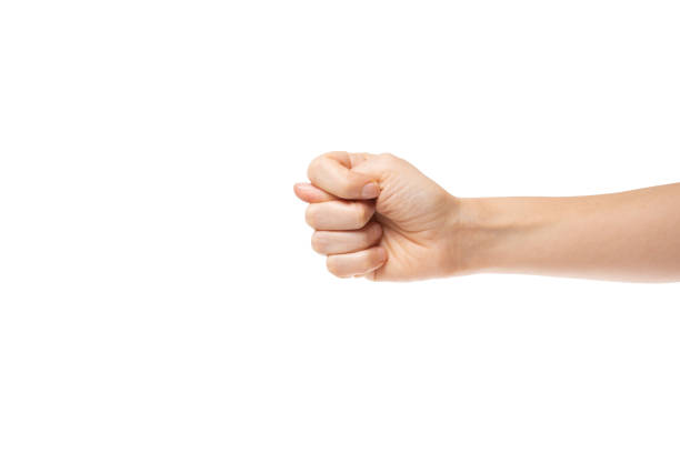 istock Thumb of right hand between index and middle finger - human hand gesture isolated on white background with copy space 1901863957