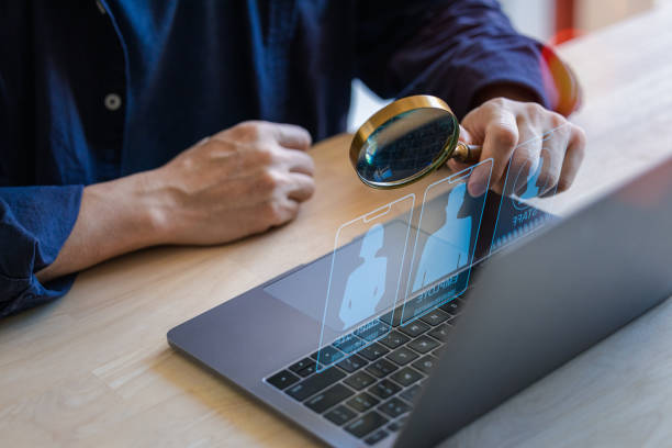 istock Human resources and management concept. check resume, Screening employee information, job applicants, staff icons for human development recruitment leadership and customer target group 1901870289