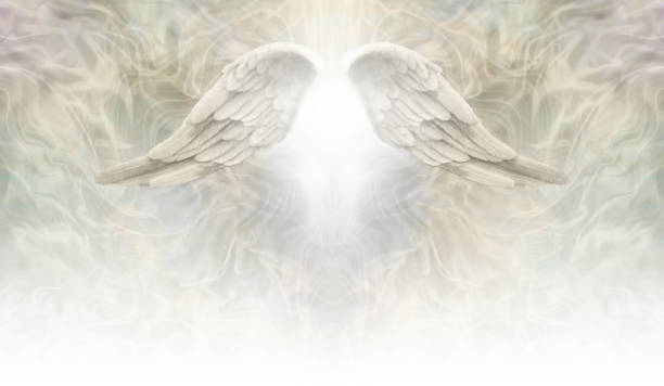 istock Beautiful pale gold Angel Healing header Background Template 1901877608