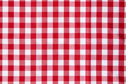 Red and white classic checkered tablecloth texture