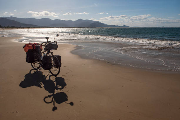 Tourist bike on Sonho beach on the coast of Santa Catarina in southern Brazil