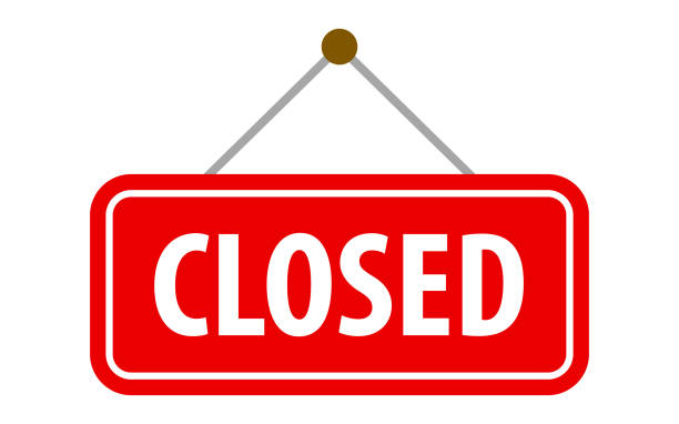 istock Closed signboard. Red and green banners with the inscription closed and open. 1901904230