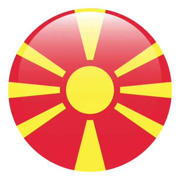 Vector illustration of North Macedonia flag. Flag icon. Standard color. Circle icon flag. 3d illustration. Computer illustration. Digital illustration. Vector illustration.