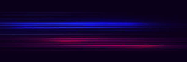 istock Red and blue line speed special effect. The magic of moving fast laser beams, horizontal light lines. 1901958007