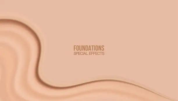 Vector illustration of Realistic Creamy Beige Foundation Texture for Cosmetic Advertisement with 3D Visual Effects, Ideal for Beauty Product Promotion.