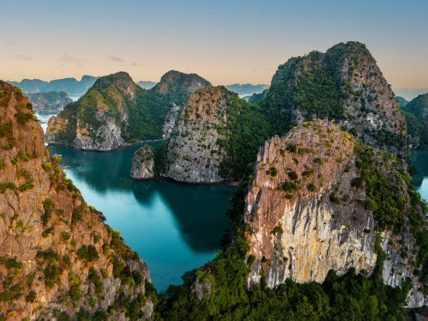 Ha Long Bay in north Vietnam during sunset