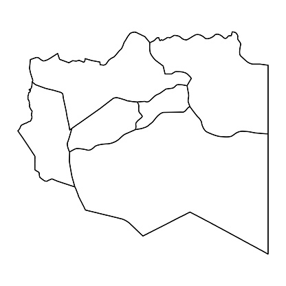 Fezzan region map, administrative division of Libya. Vector illustration.