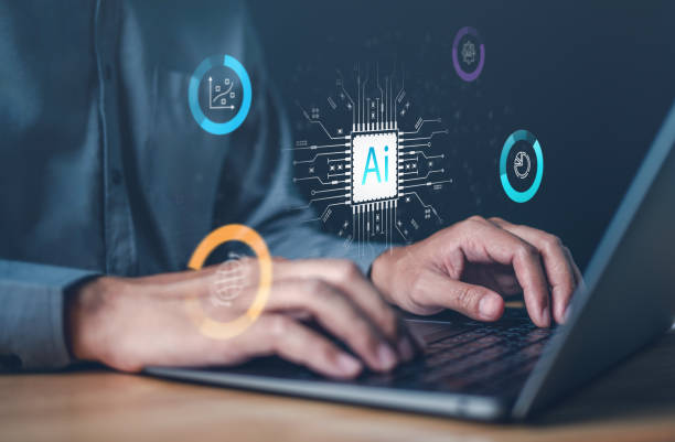 istock typing at keyboard with laptop ai technology hud embracing the future. futuristic technology. 1902027565