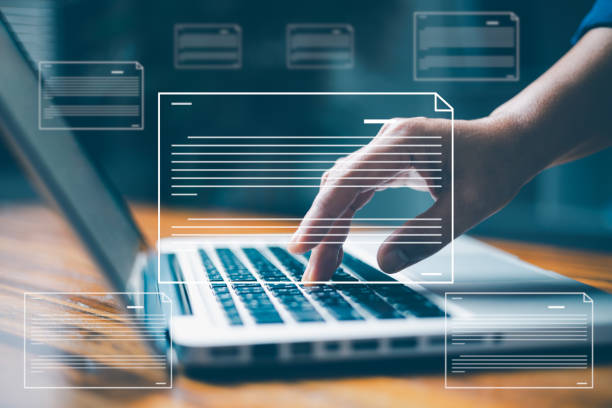 istock Electronic document management system concept, searching and business managing files online document database, efficient archiving and company information datum. Technology digital asset management. 1902034838