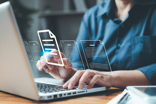 elektronikus dokumentumkezelő rendszer koncepció, fájlok keresése és üzleti kezelése online dokumentumadatbázis, hatékony archiválás és céginformációs adat. technológia digitális eszközkezelés. - dokumentum témájú stock jellegű vizuális alkotások, jogdíjmentes fotók és képek