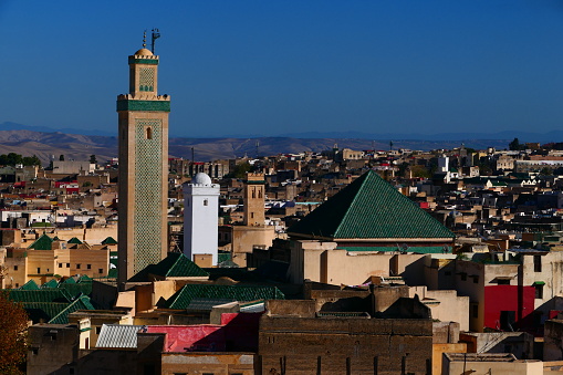 Minarets above the medina of Fez, Morocco