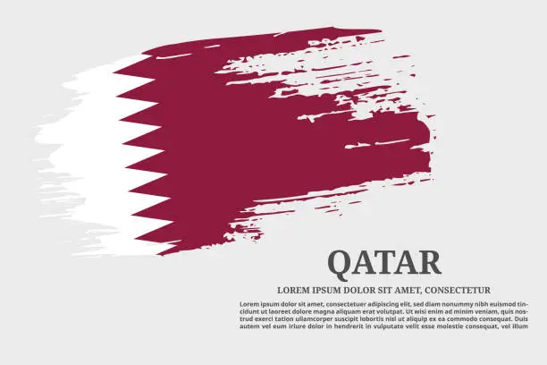 Vector illustration of Qatar flag grunge brush and poster, vector