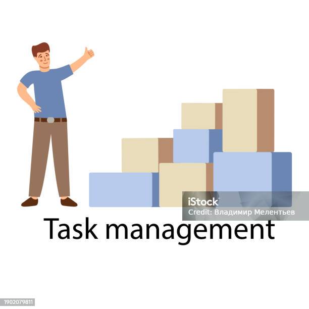 Tasks Managementtired And Exasperated Office Workerproductive Workflow ...