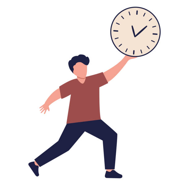 istock Time management people. Team working together.Clock controls the time of work and tasks. 1902082726