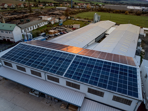 Solar Panel Photovoltaic installation on a Roof, alternative electricity source in Weggis, Switzerland.