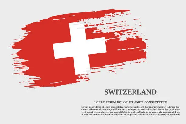 Vector illustration of Switzerland flag grunge brush and poster, vector