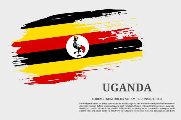 Vector illustration of Uganda flag grunge brush and poster, vector