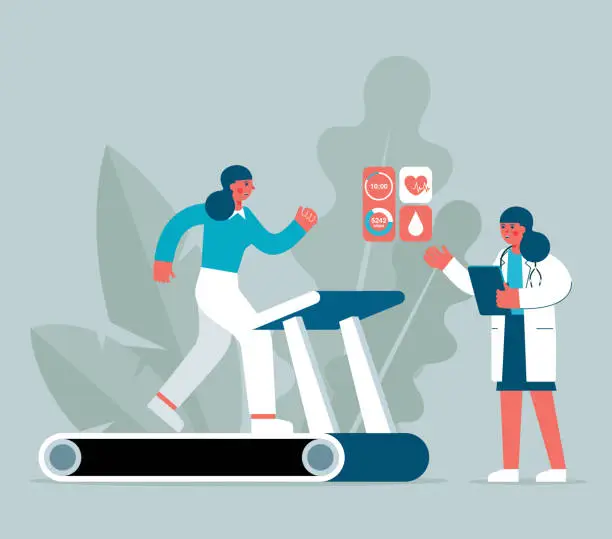 Vector illustration of Sports Training - female doctor