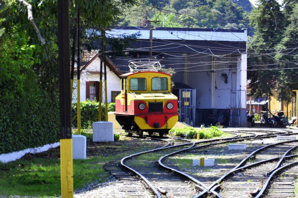 istock Beautiful Railroad Speeder parked in the train garage 1902142666