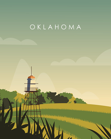 Vector illustration. Oklahoma, USA. Design for poster, banner, postcard. Tourism, travel.