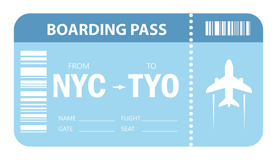 Air plane vector ticket icon on white background