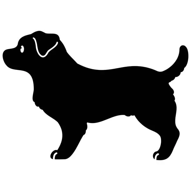 Vector illustration of Simple and cute silhouette of Jack Russell Terrier in side view with details