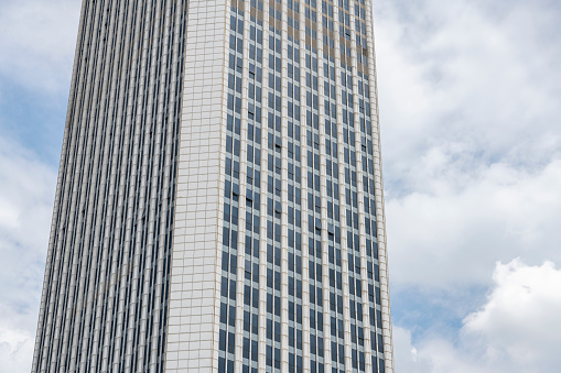 External elevator on a building under construction.