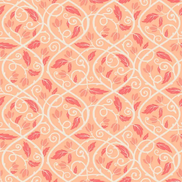 Vector illustration of Floral spring seamless pattern vector illustration. Peach colored botanical design