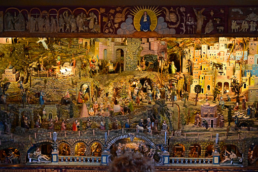 Christkindl, Steyr, Austria - 12 27 2023 - Mechanical nativity scene in the Christkindl rectory - In the mechanical nativity scene by Karl Klauda (1855 - 1939), almost 300 figures carved from lime wood move through a detailed biblical landscape thanks to a unique mechanism.