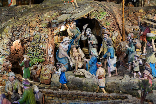 Christkindl, Steyr, Austria - 12 27 2023 - Mechanical nativity scene in the Christkindl rectory - In the mechanical nativity scene by Karl Klauda (1855 - 1939), almost 300 figures carved from lime wood move through a detailed biblical landscape thanks to a unique mechanism.