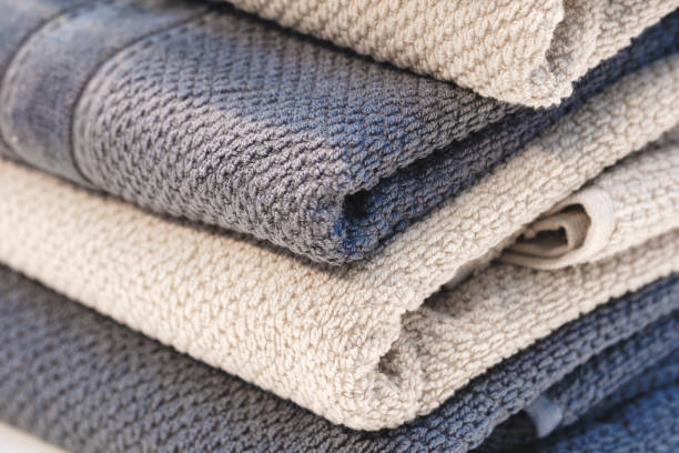 istock Colorful towels on store shelves 1902223400