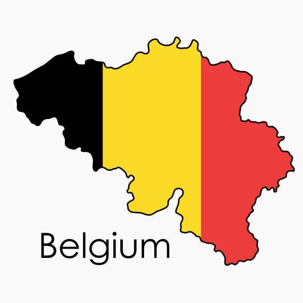 Vector illustration of Outline drawing of Belgium flag map.