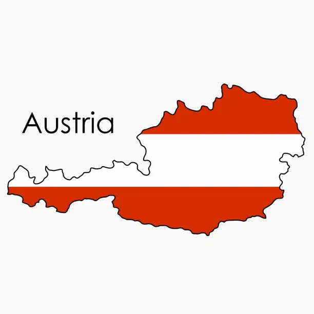 Vector illustration of Outline drawing of Austria flag map.