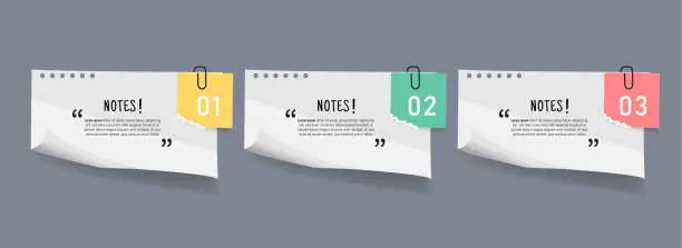 Vector illustration of Text box design with note papers.